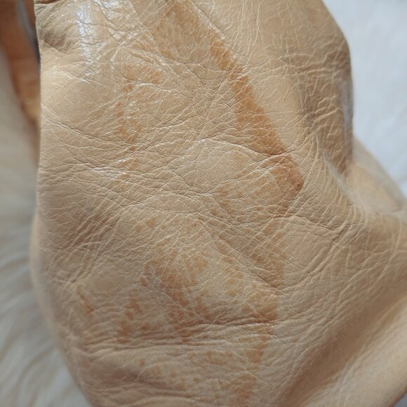 Custom Made Aged/Yellowed-White Leather Mini Handbag - Picture 11 of 13